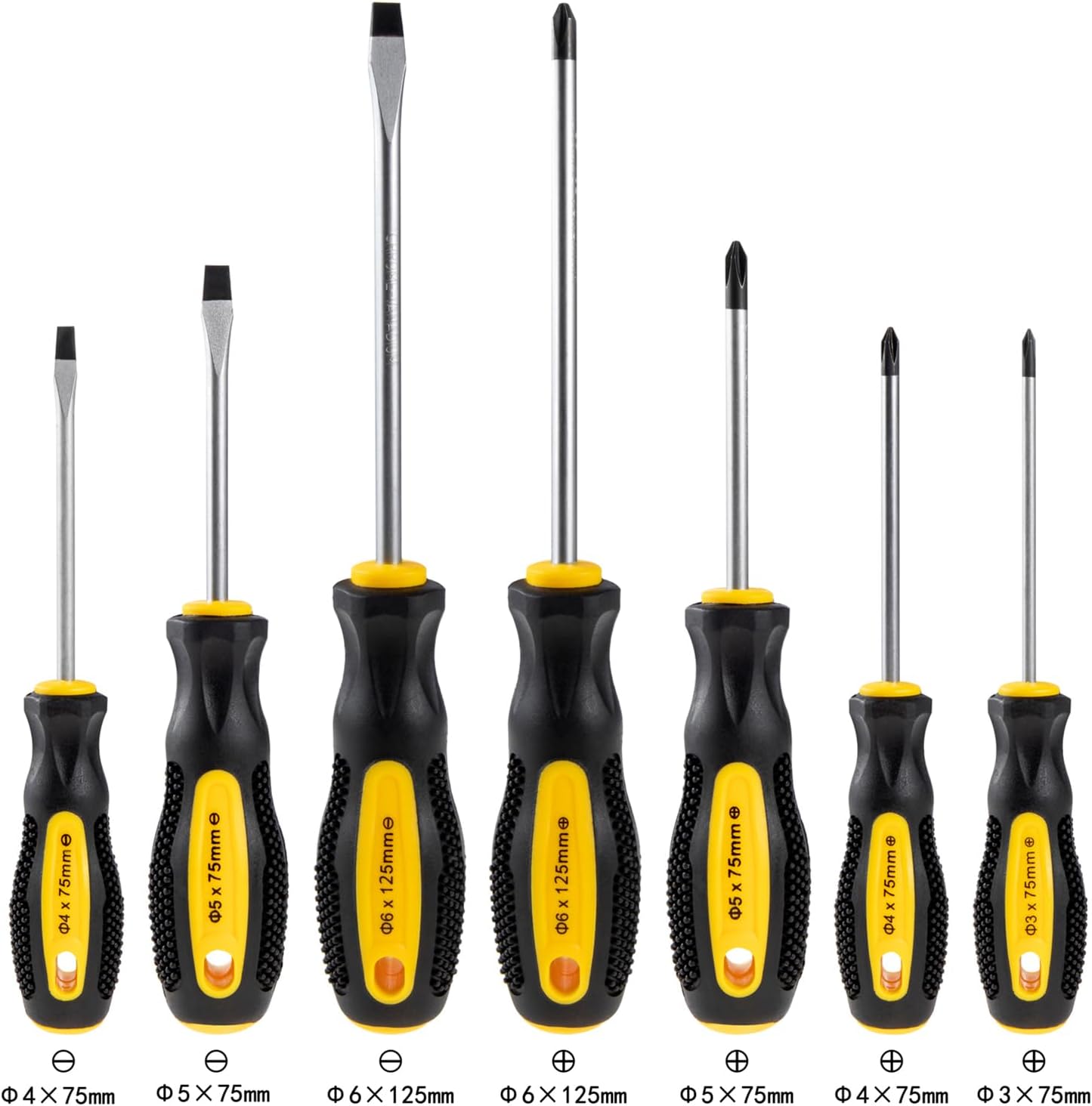 Thumbnail 1 de HPMAISON 7-teiliger Schraubendreher-Satz aus Chrom-Vanadium-Stahl mit magnetischer Spitze (4 Kreuz, 3 flach)