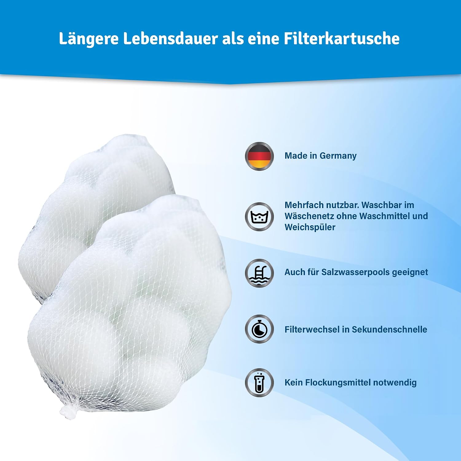 Thumbnail 3 de Veddelholzer 2 x Ersatzfilter für Kartuschenfilteranlagen – langlebige Filterbälle aus recyceltem Polyester