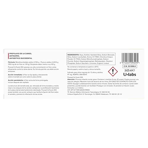 Thumbnail 2 de Fluocaril Bi-Fluoré 250 mg Pasta Dentrífica Anticaries con Sabor a Menta – Pack 2x125 ml