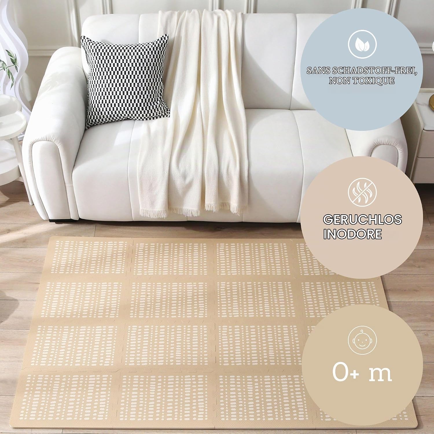 Detalle 2 de Hakuna Matte HM-PM-XL-H-P puzzelmat voor baby’s, 170 x 120 cm, Hygge Sand