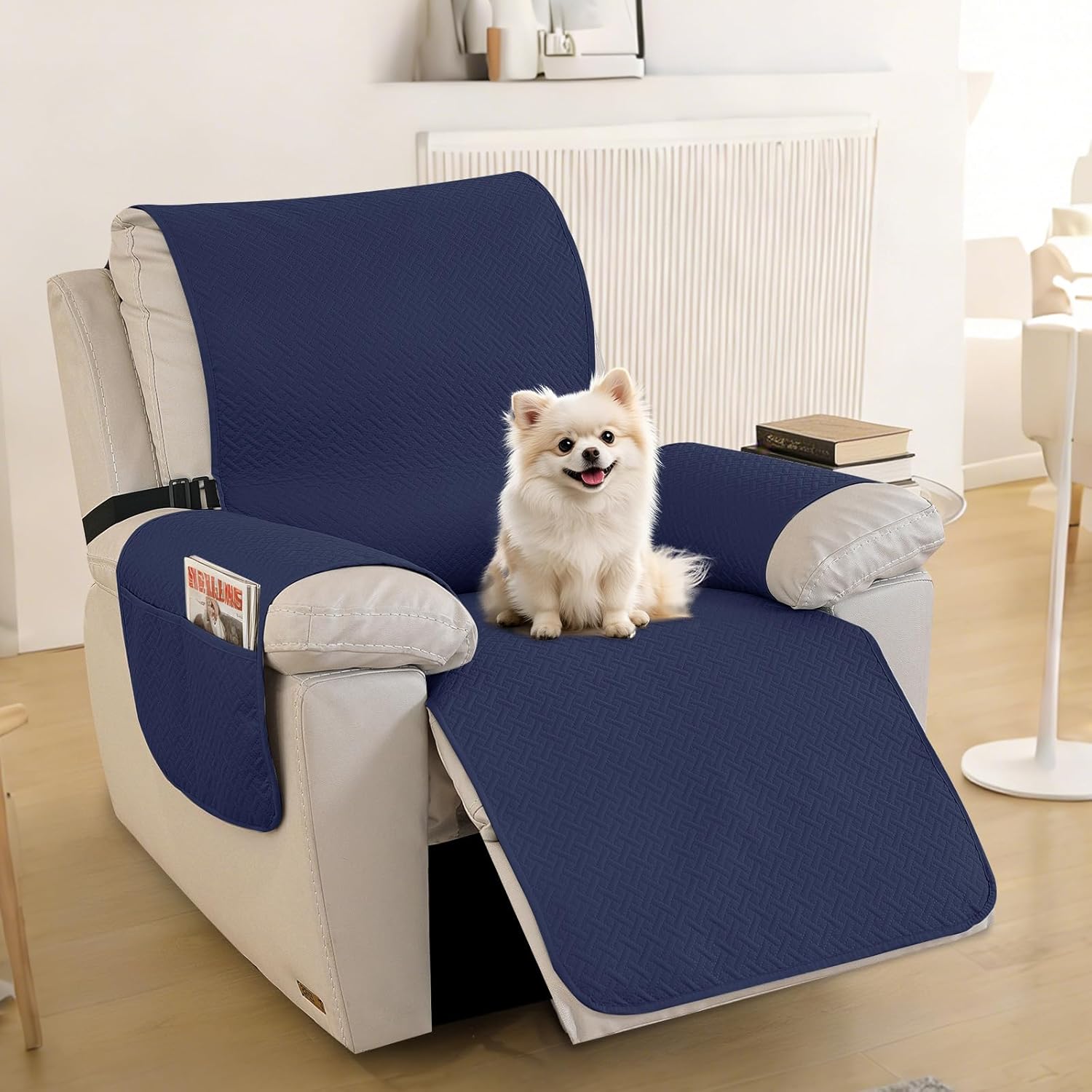 Thumbnail 1 de CYCMACO Copripoltrona Grande 1 Posto Relax Reclinabile Blu Scuro – Impermeabile con Tasche Laterali