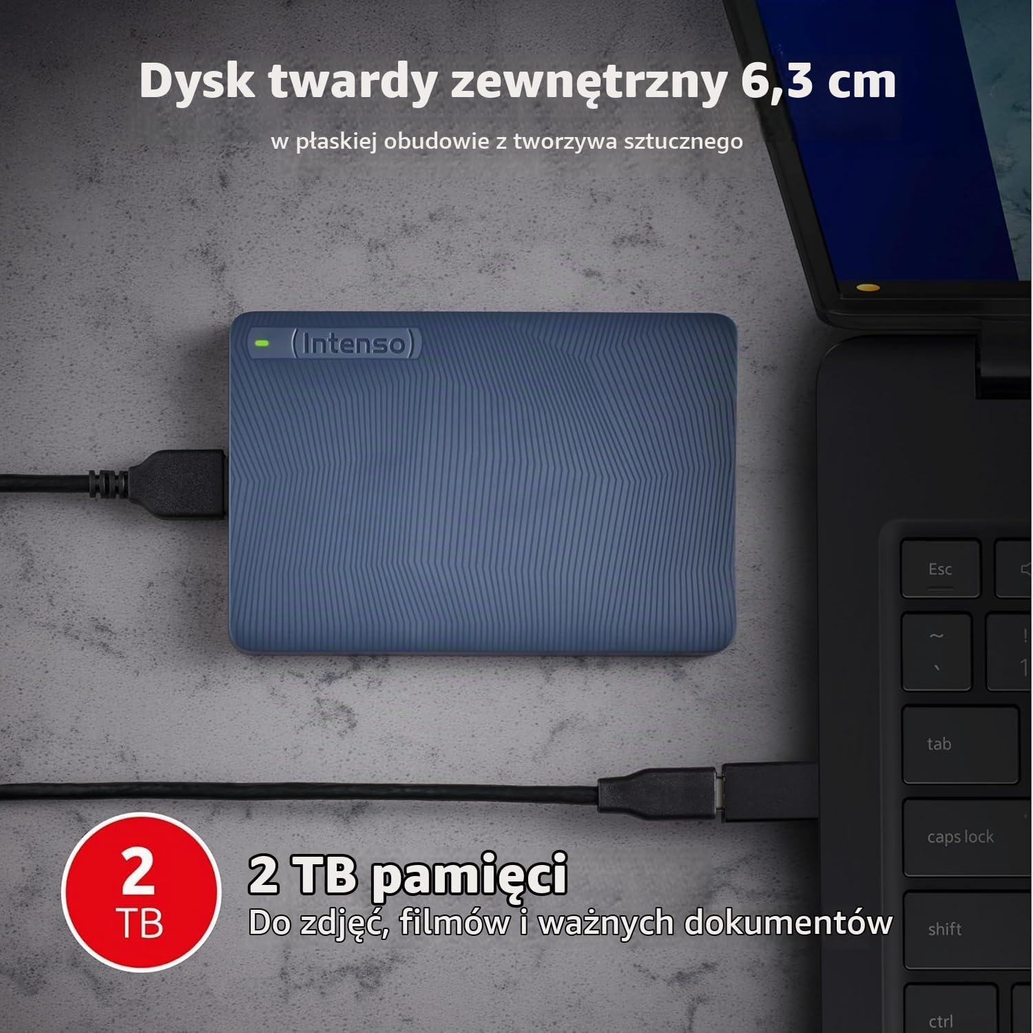Detalle 2 de Intenso Memory Safe 2 TB – przenośny dysk zewnętrzny 2,5 cala, USB 3.2 Gen 1