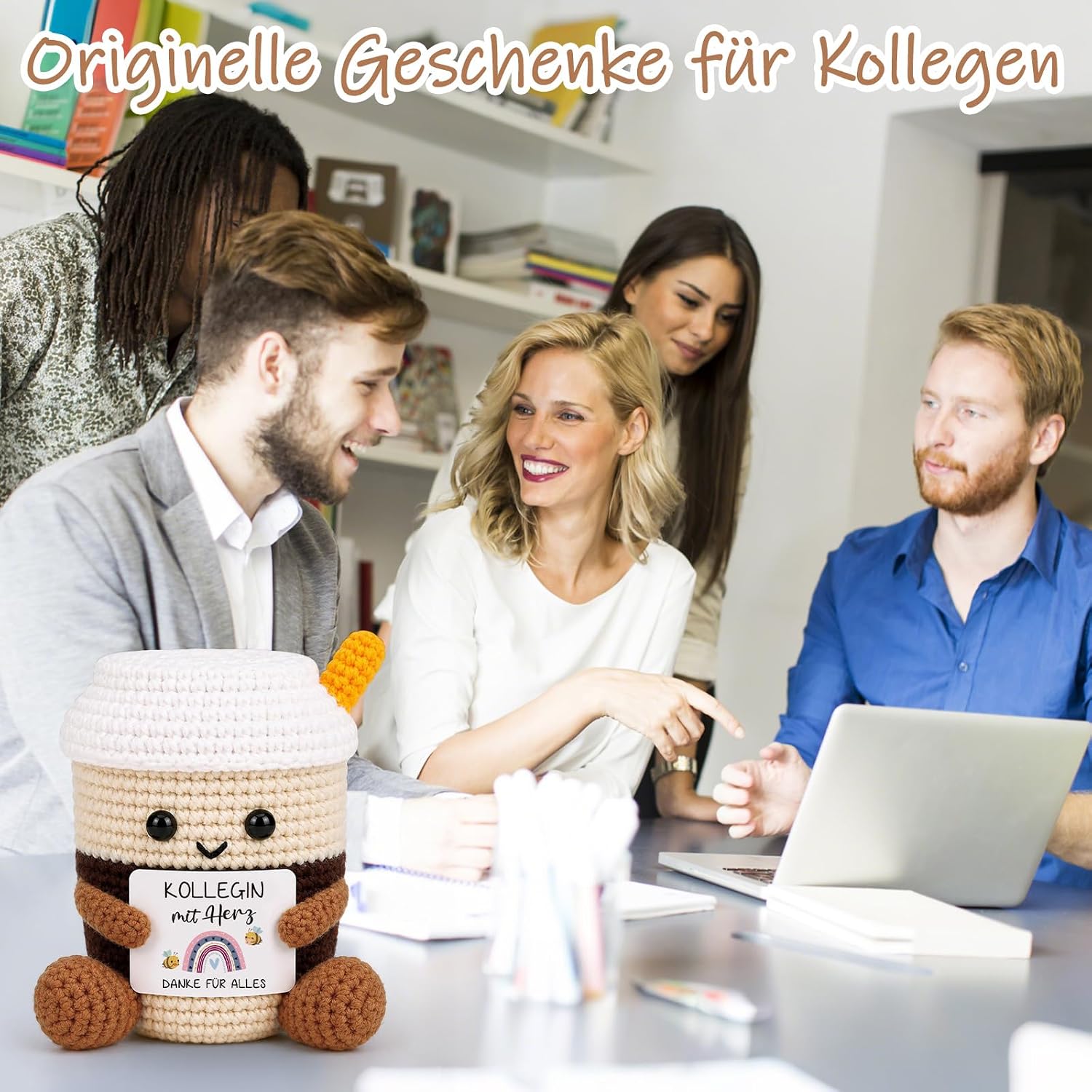 Detalle de WenmthG Pocket Hug Kaffee – Gestrickte Kaffeetassen als herzliche Geschenkidee