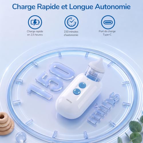 Thumbnail 6 de AEKREY Mouche-bébé électrique, 2 niveaux, -68 kPa et embouts silicone sans BPA