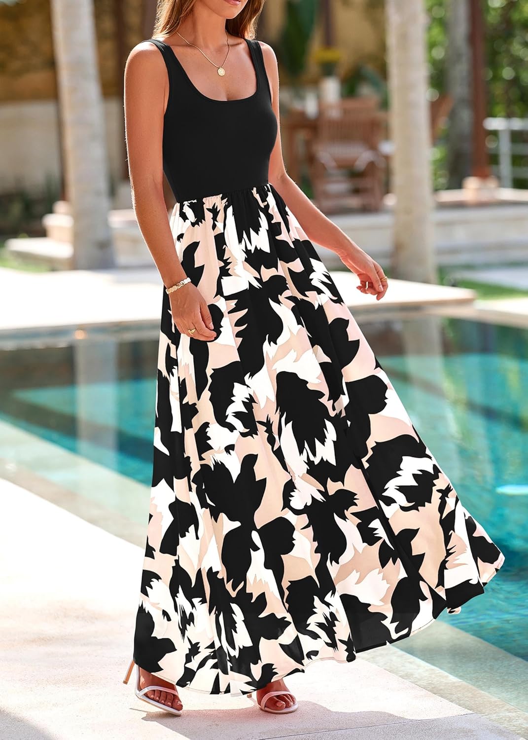 Thumbnail 6 de KIRUNDO Women’s Boho Floral Scoop Neck Maxi Dress with Tank Top & Side Pockets