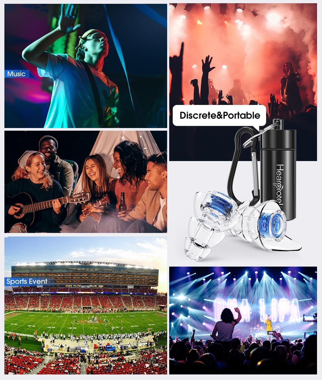 Detalle de Hearprotek Concert Ear Plugs: 2 Pairs of High-Fidelity, 20 dB Noise-Reduction Ear Protection