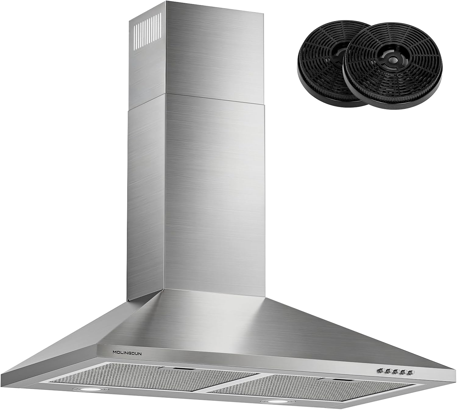 Detalle de MOLINGDUN MND-RHP30S01 30-Inch Wall-Mount Range Hood, 450 CFM, LED