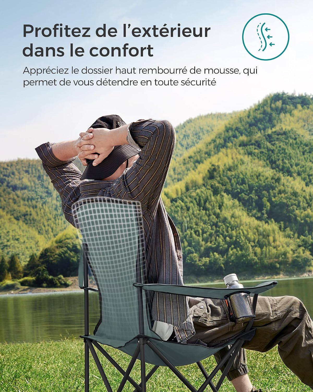 Thumbnail 3 de SONGMICS Chaise de Camping Pliable 250 kg