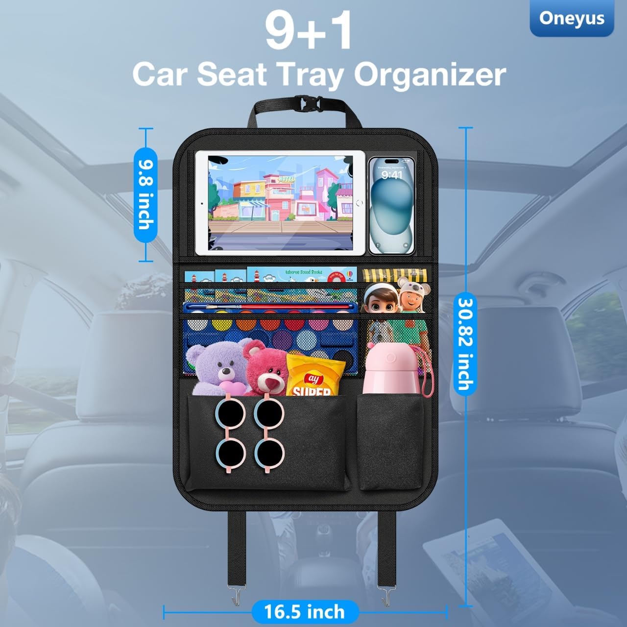 Thumbnail 6 de Oneyus Car Backseat Organizer with Table Tray