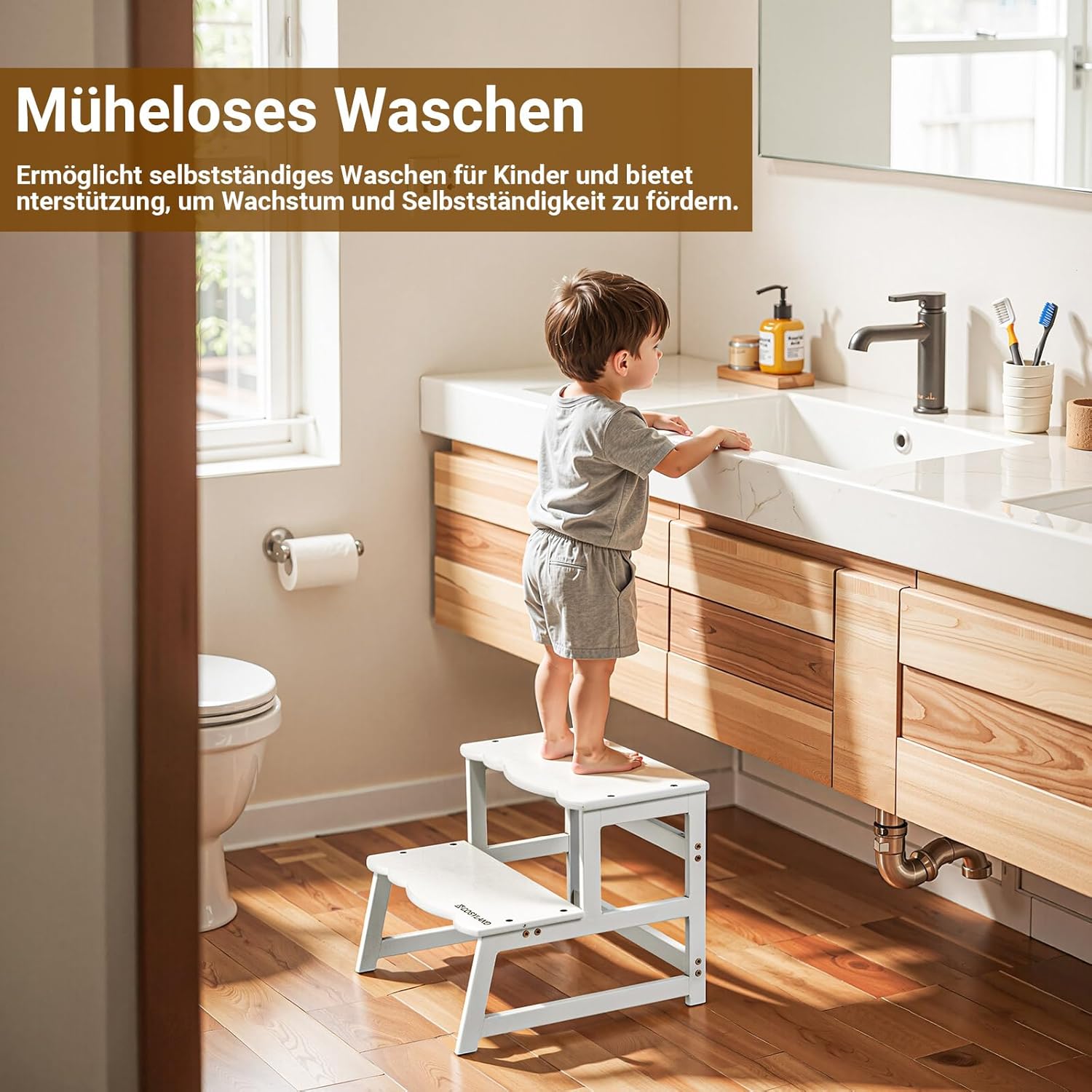 Thumbnail 5 de COSYLAND Lernturm ab 1 Jahr & 2 Jahre – Montessori Learning Tower mit Griffen, Anti-Rutsch & Kippschutz
