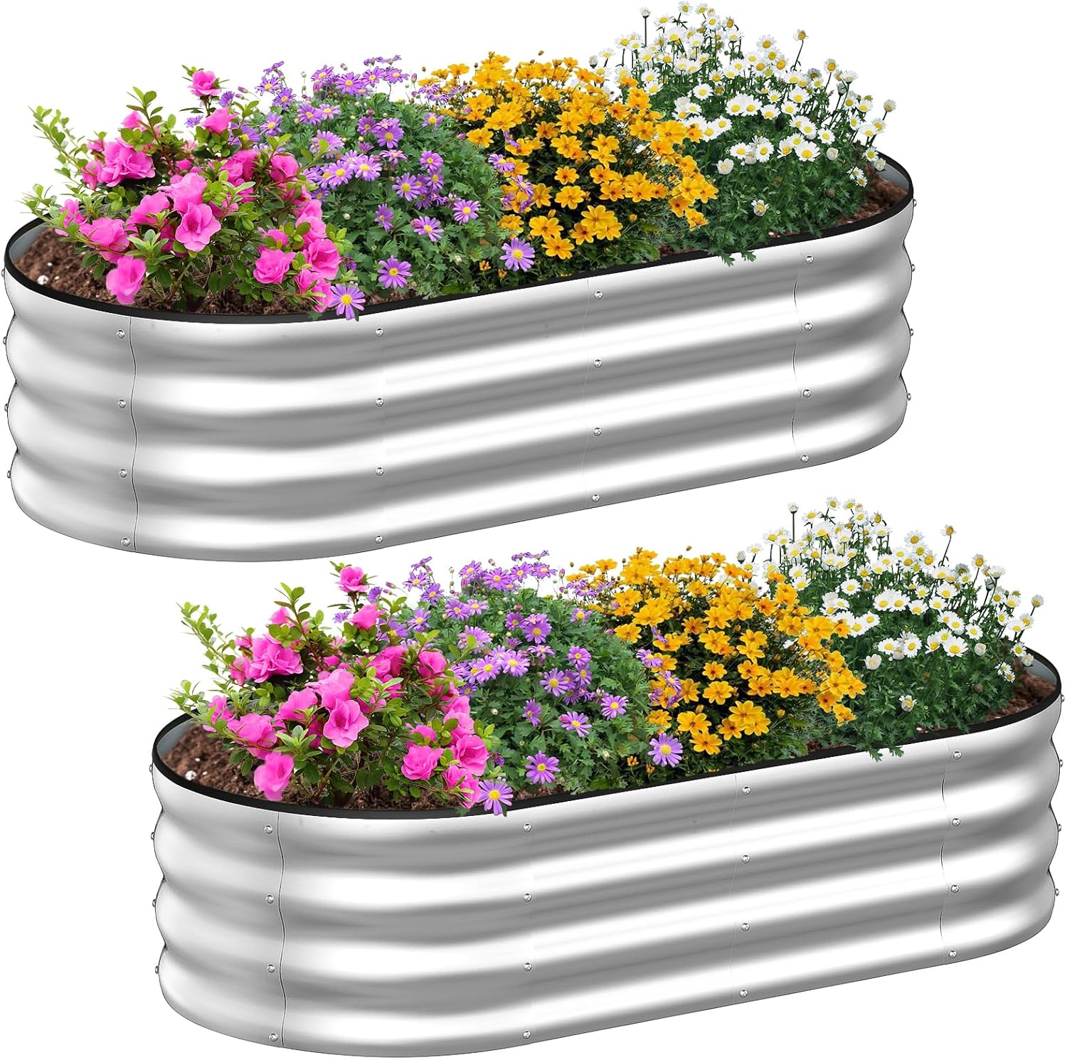 Detalle de Ergohortus TPA0503 Raised Garden Bed Set, 2-Piece Galvanized Steel