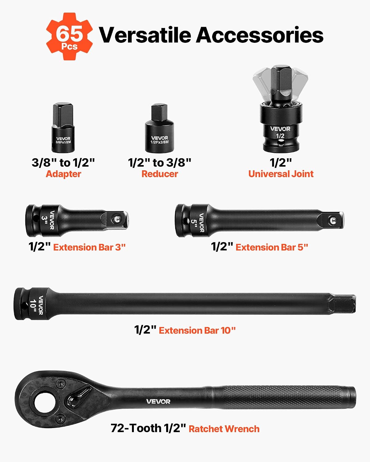 Thumbnail 3 de VEVOR 65-piece Impact Socket Set