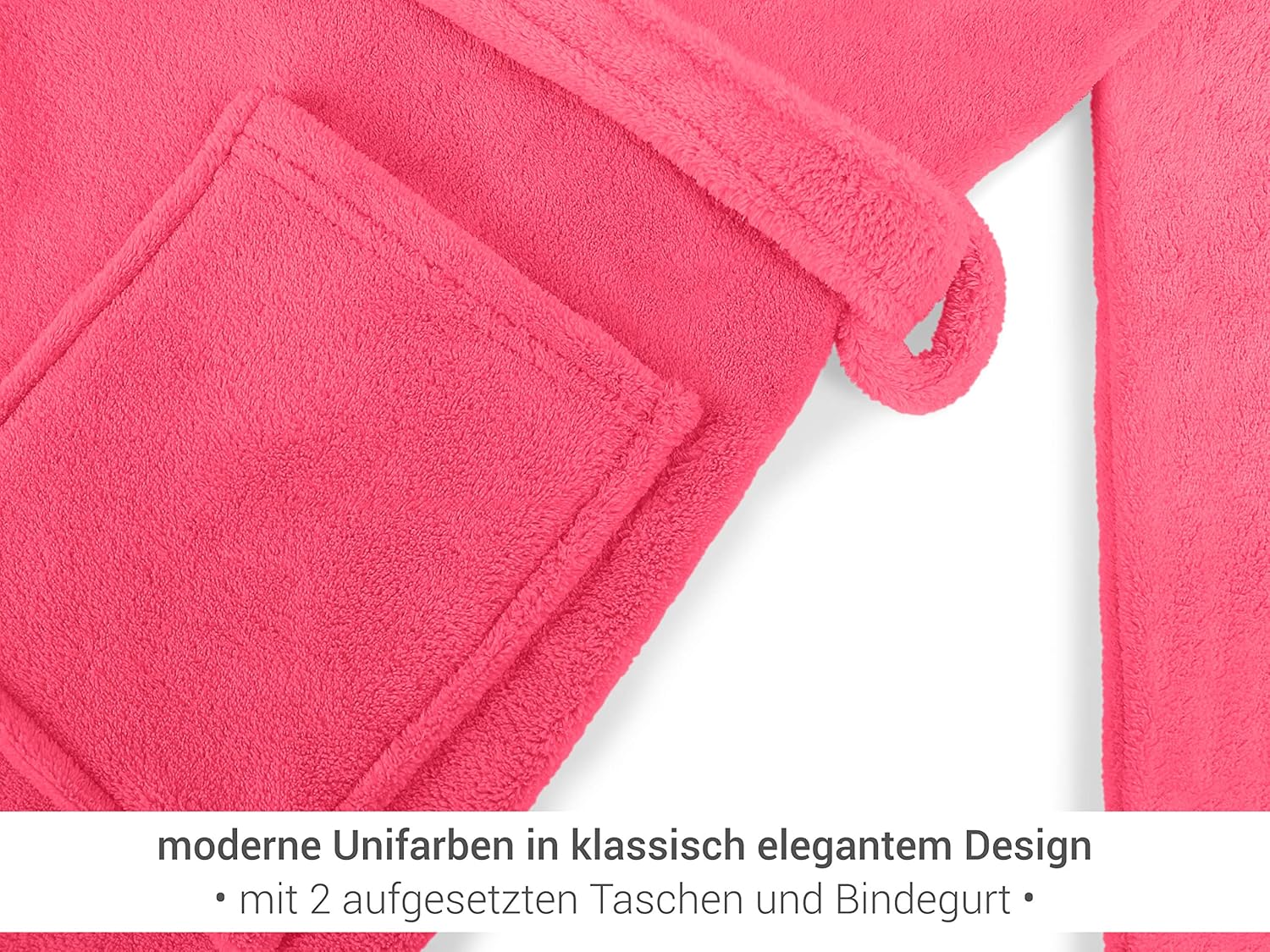 Detalle de Peignoir à capuche en polaire ultra-doux npluseins – 18 couleurs, 5 tailles, longueur mollet, unisexe