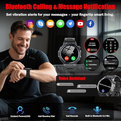 Detalle 2 de Montre Connectée Homme Jugeman 1.43'' AMOLED – Militaire, Torche LED et GPS
