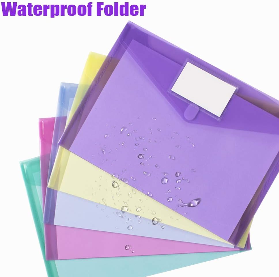 Thumbnail 2 de Sooez SZ-03-21 File Folders, 10-Pack Clear Poly Envelopes in 5 Colors
