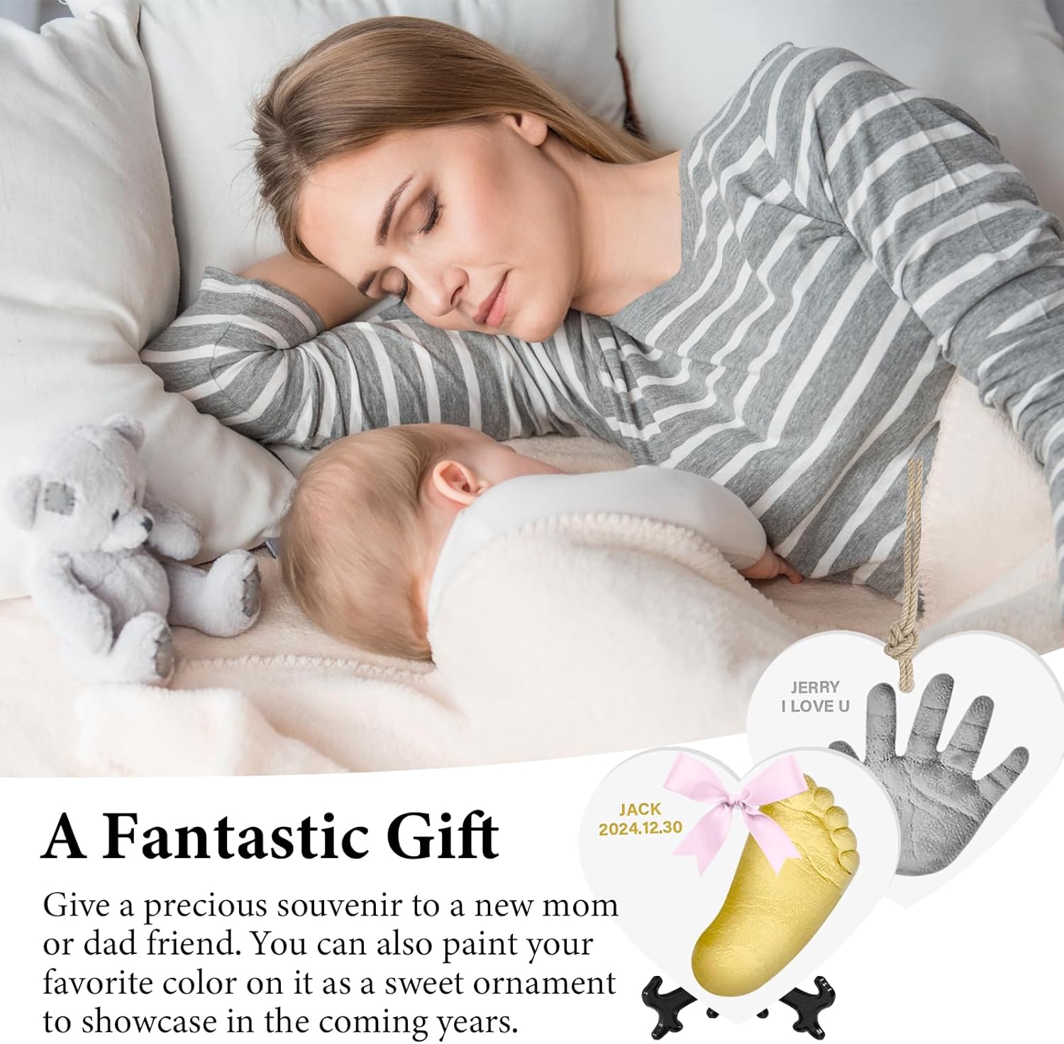 Detalle de Baby Handprint Ornament Kit – Personalised Keepsakes with Non-Toxic Clay