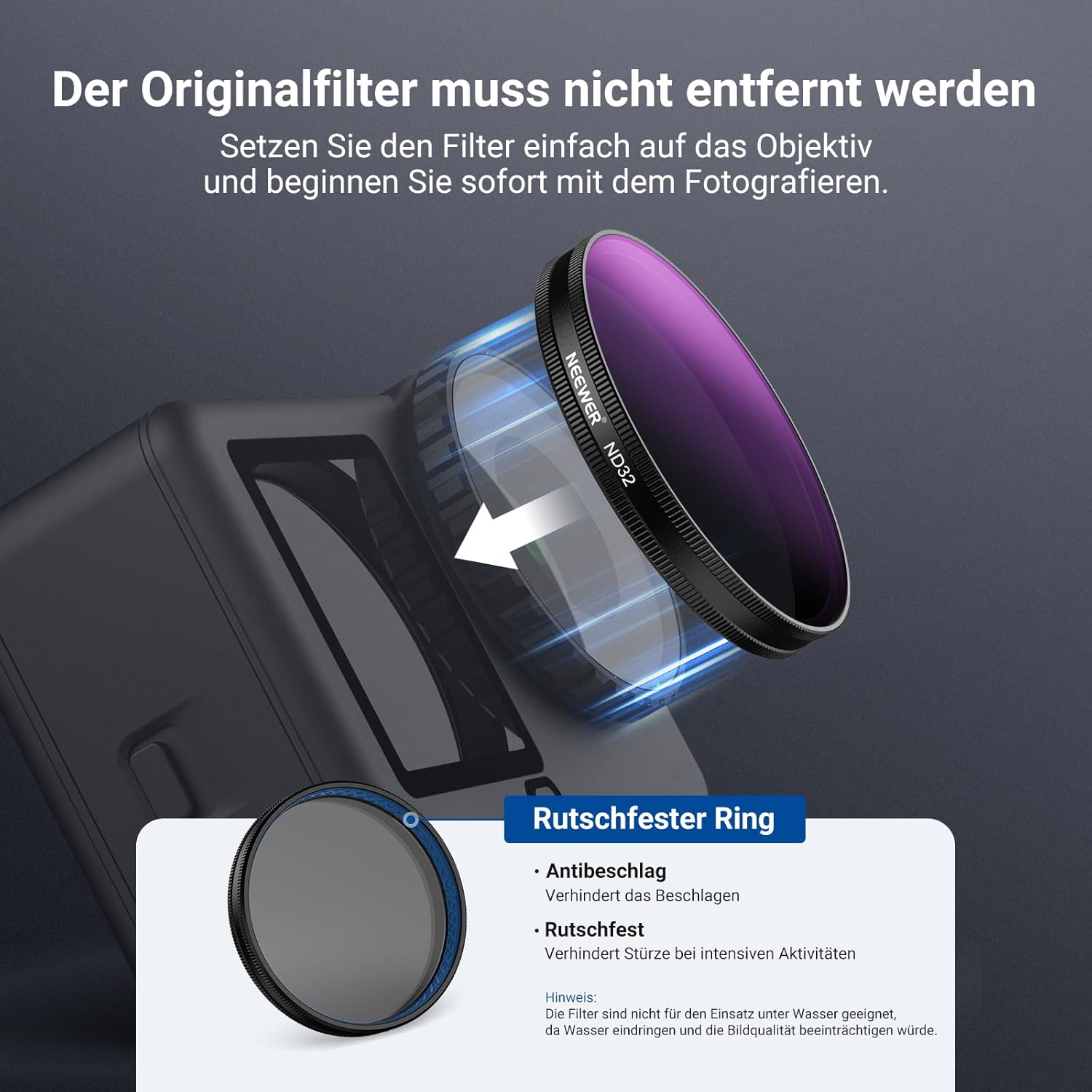 Thumbnail 6 de NEEWER CPL + ND Filter Set für DJI Osmo Action 6 – ND8/16/32/64/1000 + verstellbarer Circular Polarizer