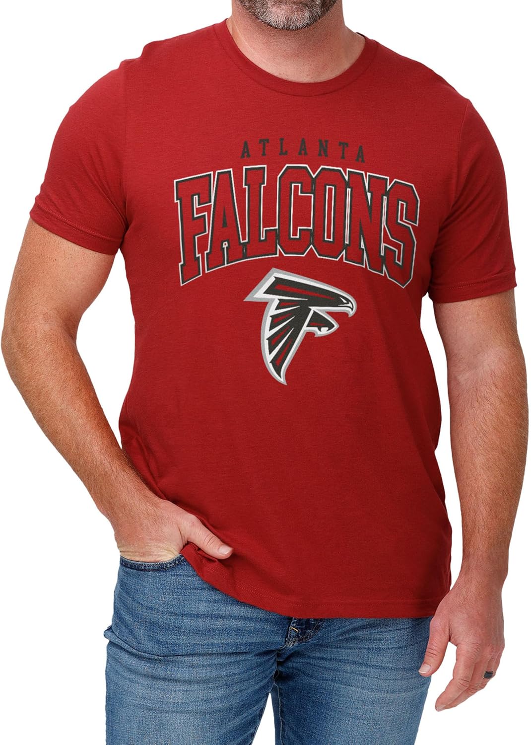 Detalle de FOCO NFL Unisex Team Logo Classic Arched Logo Short-Sleeve T-Shirt (Black)