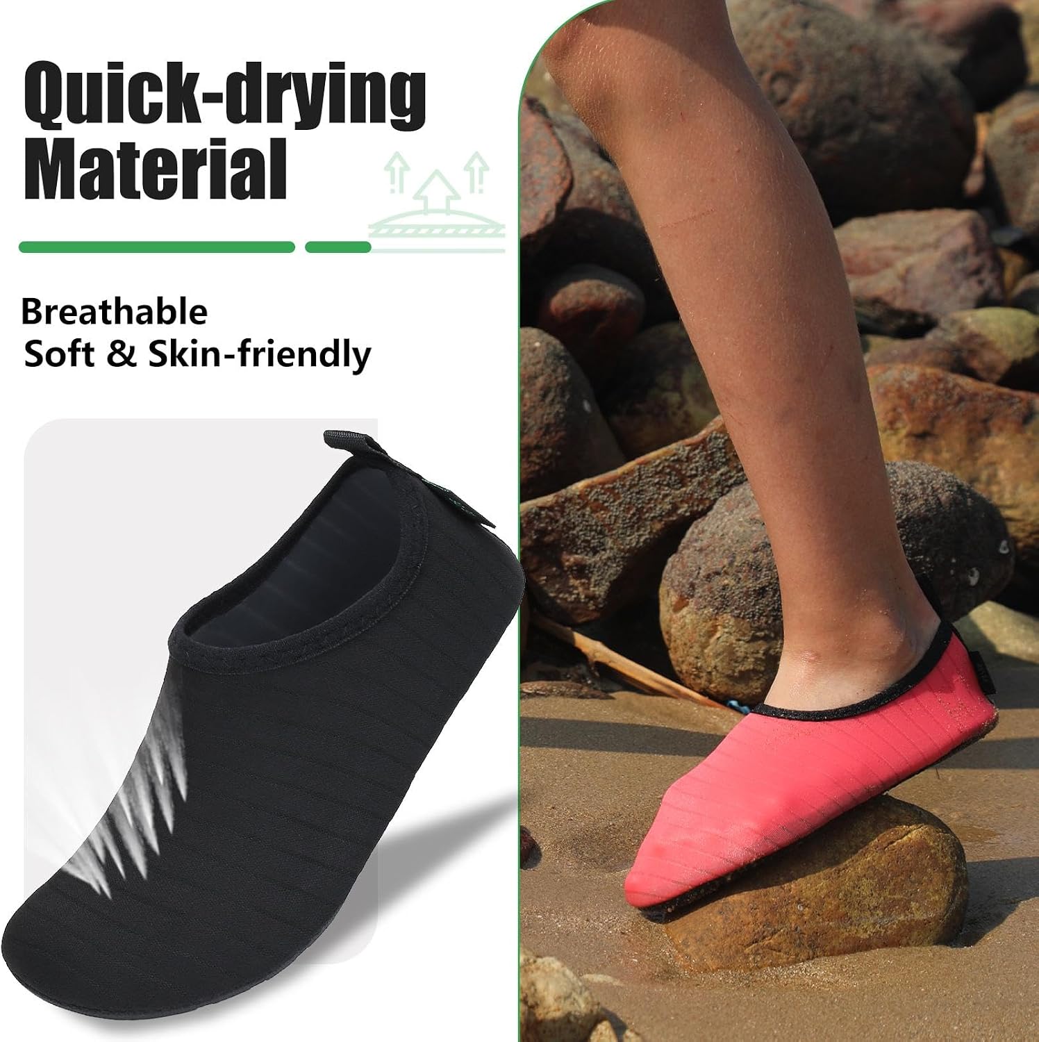 Detalle de SAGUARO Badeschuhe Unisex – Wassersport Schwimmschuhe, schnell trocknend, rutschfest, leicht, Größe 36–47