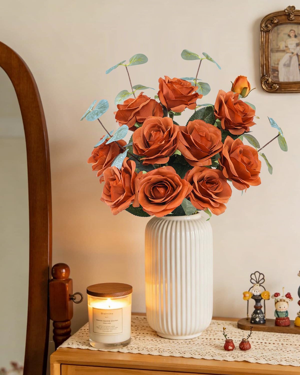 Thumbnail 3 de LEUCHTAMOR 10er Set Künstliche Rosen 54 cm – Seidenrosen mit langem Stiel, ideal für DIY, Hochzeiten und Heimdekoration