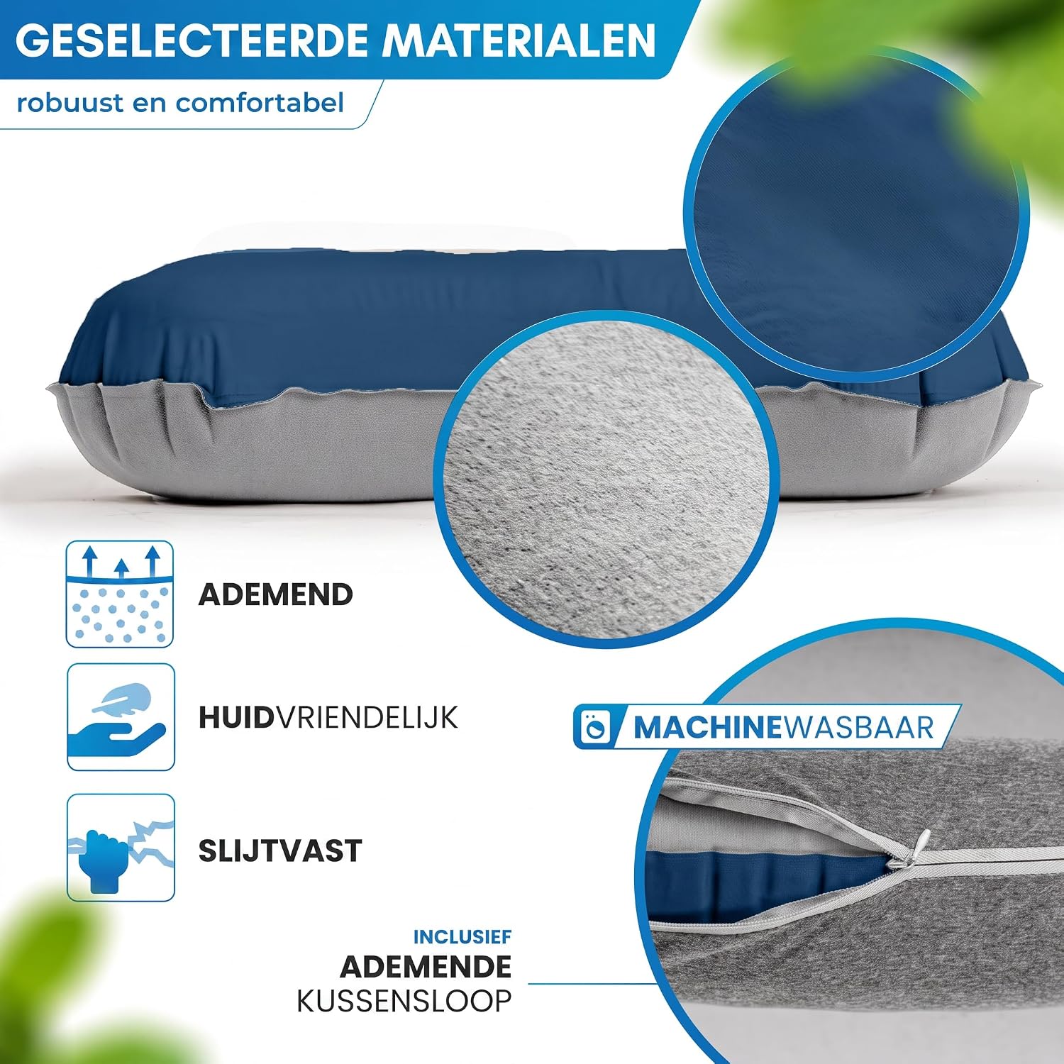 Thumbnail 2 de NORDMUT PLW-SML-NVY opblaasbaar kampeerkussen met traagschuim, blauw