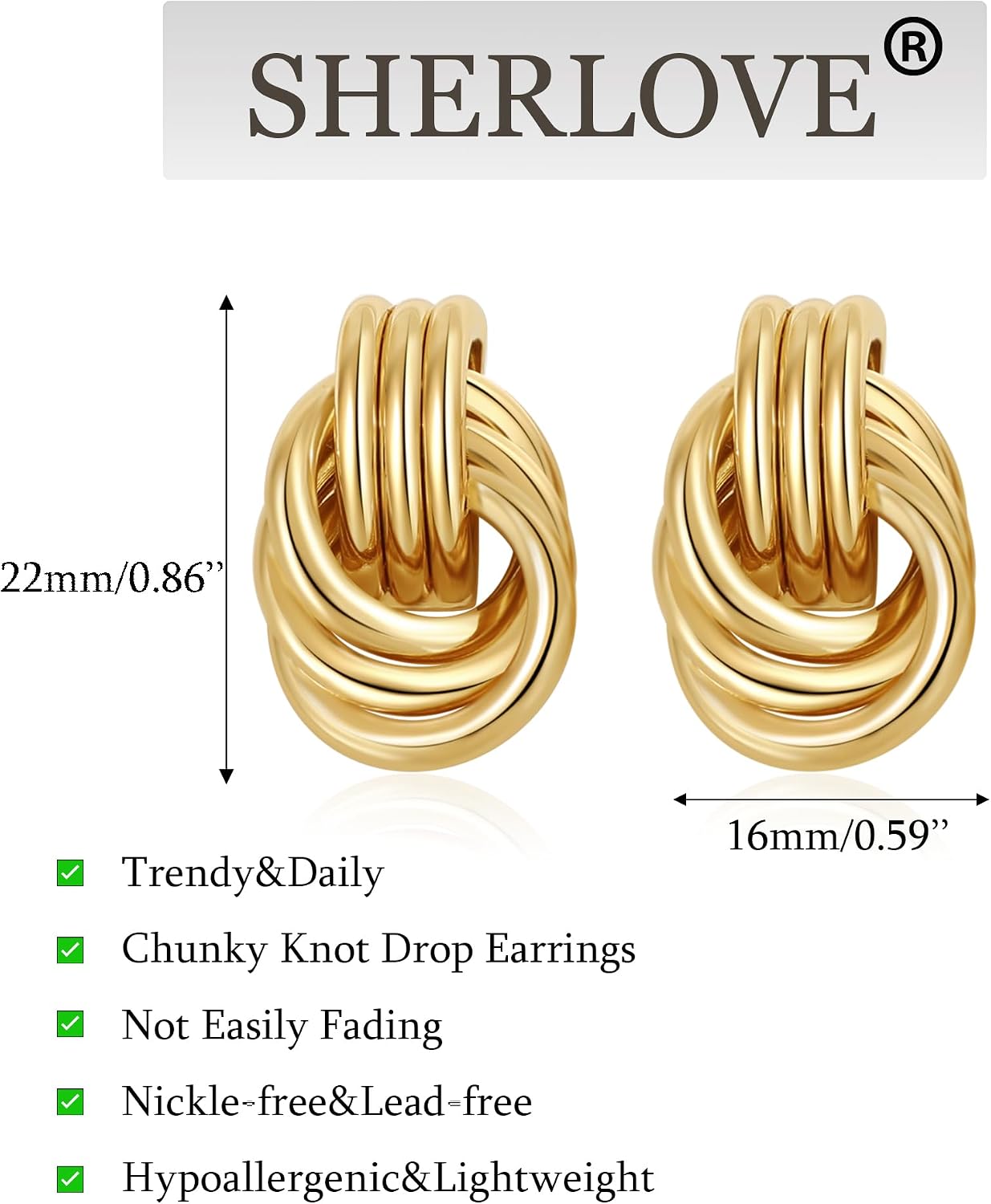 Thumbnail 3 de SHERLOVE Knot Earrings 18k Gold