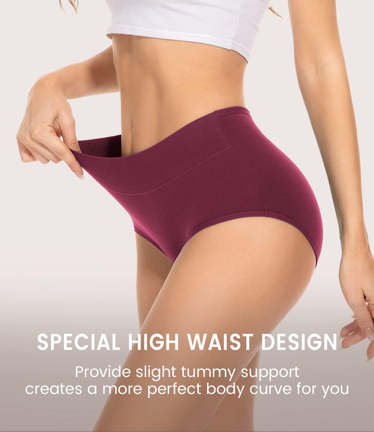 Detalle de TANSTC Women’s High Waist Cotton Knickers (Multipack of 5) with Soft Tummy Support