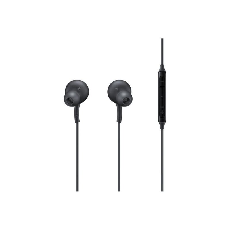 Detalle de Auriculares Samsung EO-IC100B con USB-C: audio claro y llamadas nítidas en negro