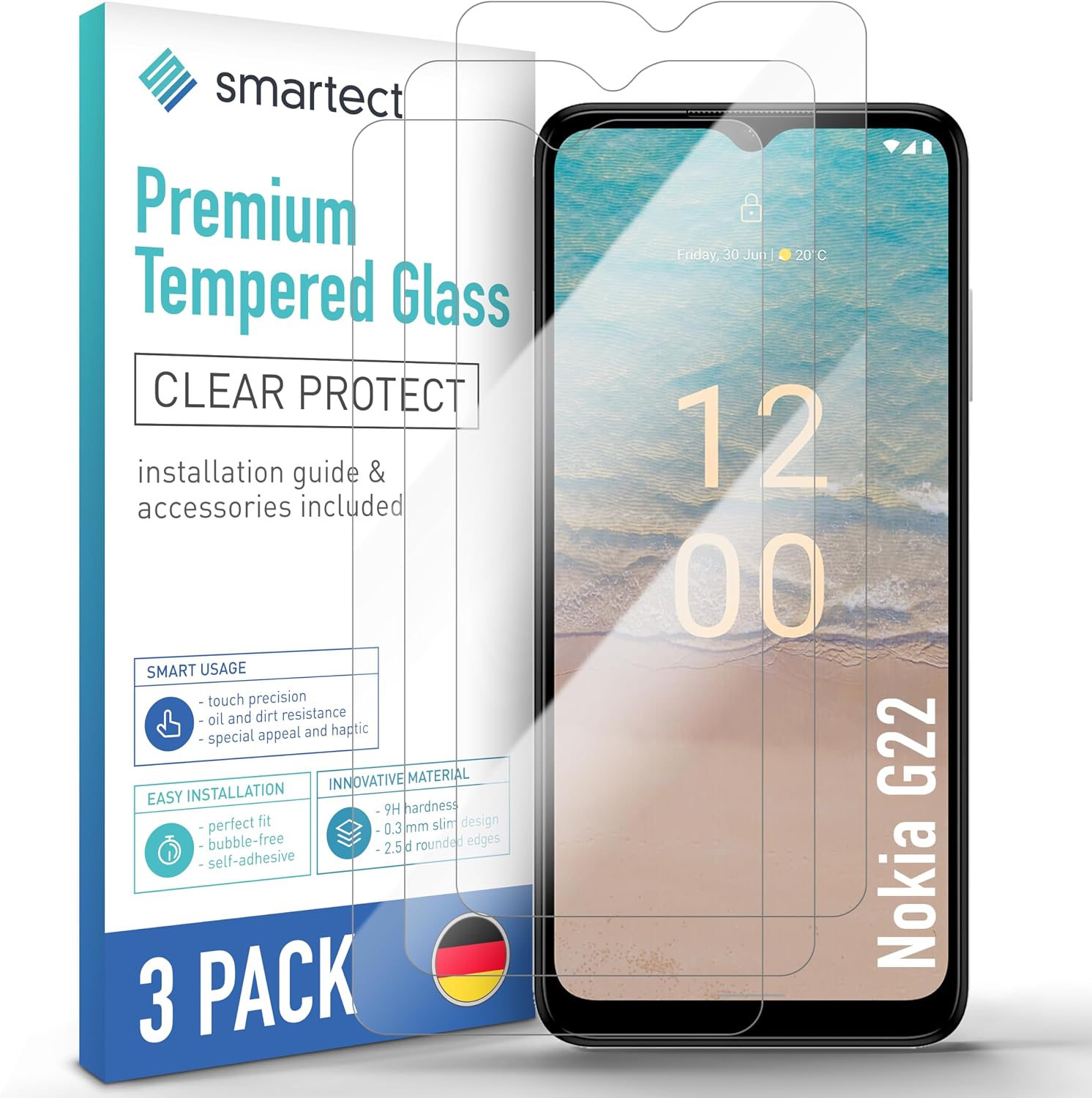 Detalle de smartect Verre Trempé pour Nokia G22 (lot de 3) – protection HD anti-rayures 9H, 0,3 mm transparent