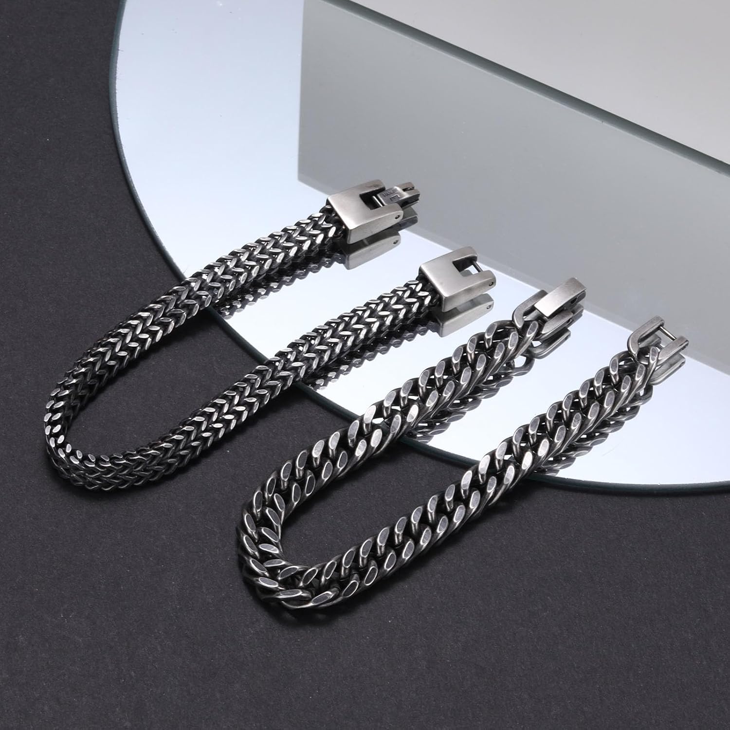 Detalle 2 de Edelstahl Panzerkette Herrenarmband 8 mm