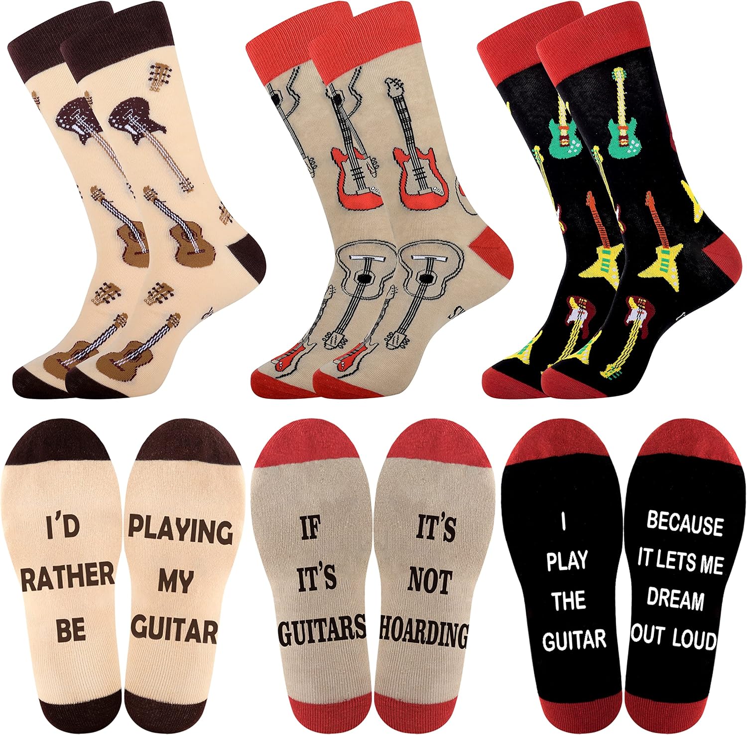 Detalle de Belloxis Mens Socks 9-11 Multipack Guitar Socks