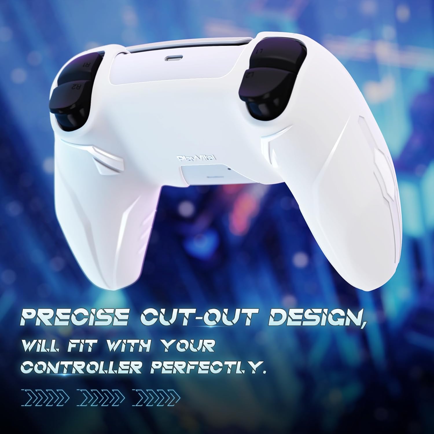 Thumbnail 5 de PlayVital Silicone Grip Skin for PS5 Controller (Anti-Slip) – CyberMech design, white