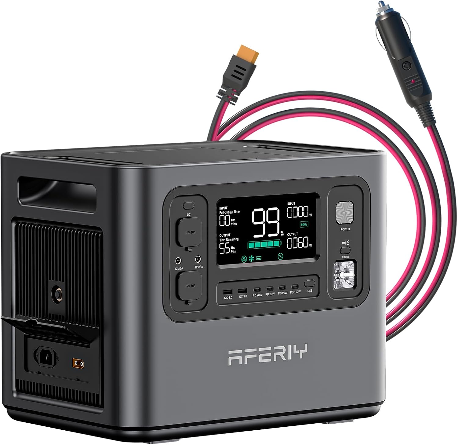 Detalle de AFERIY Generateur Electrique Portable 2400W avec Batterie LiFePO4 2048Wh – Puissant, silencieux et connecté