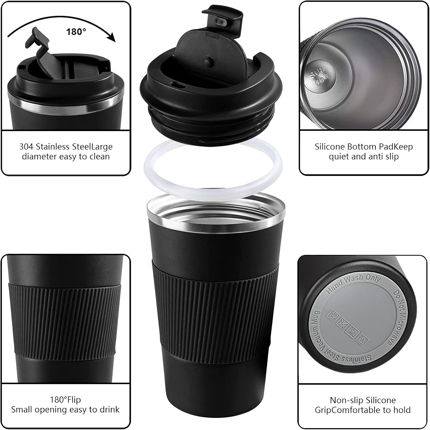 Detalle 2 de YINBAOGE Insulated Travel Coffee Mug 12 oz