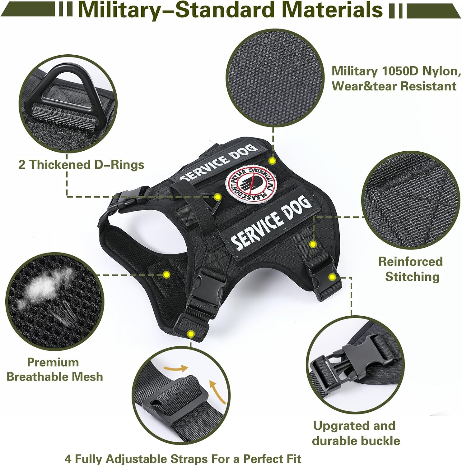 Thumbnail 2 de Belababy Tactical Anti Pull Dog Harness with Front Clip and Handle (Sizes S/M/L)