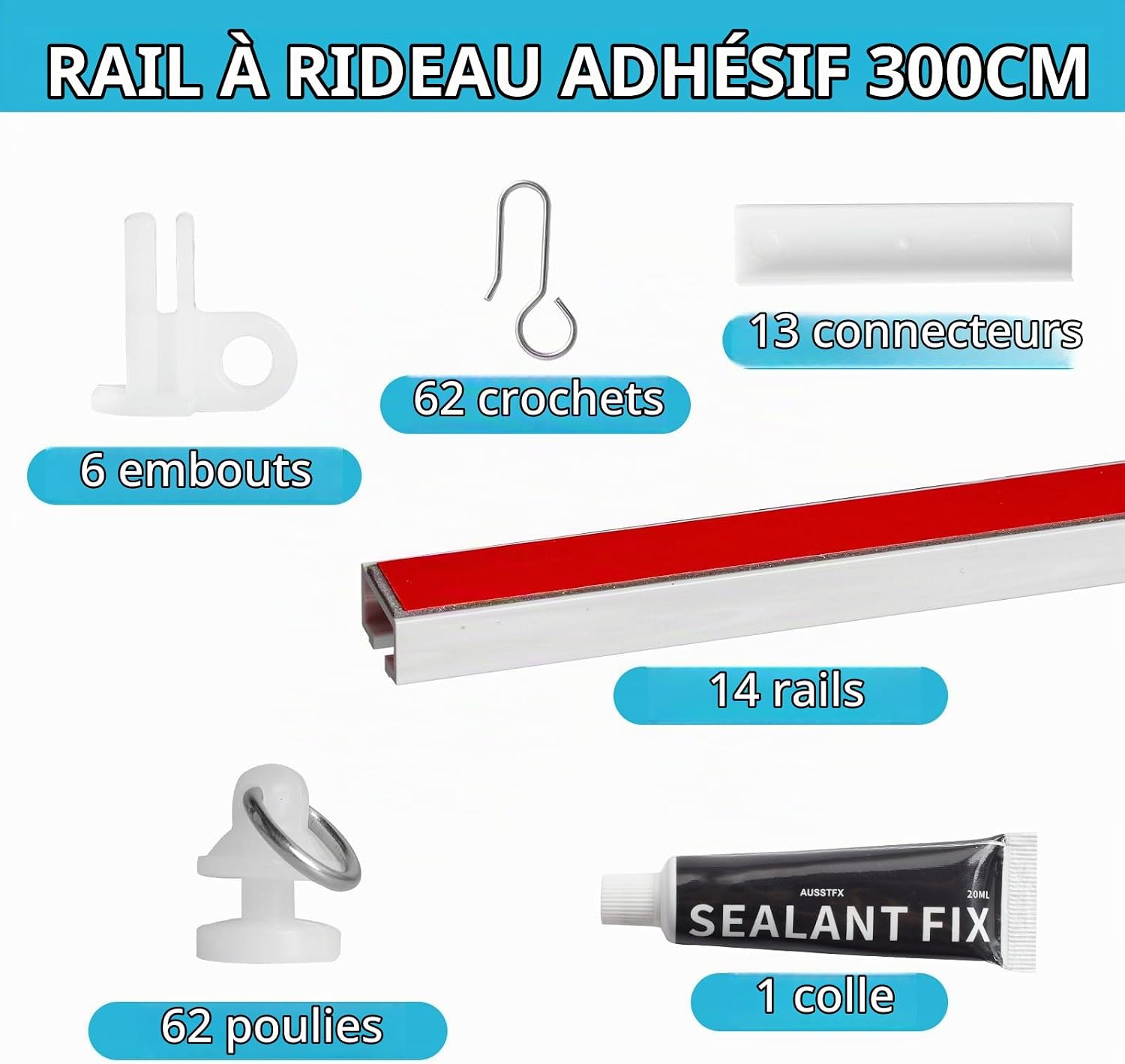 Detalle de EclipseGuard zelfklevende pvc-plafondgordijnrail zonder boren