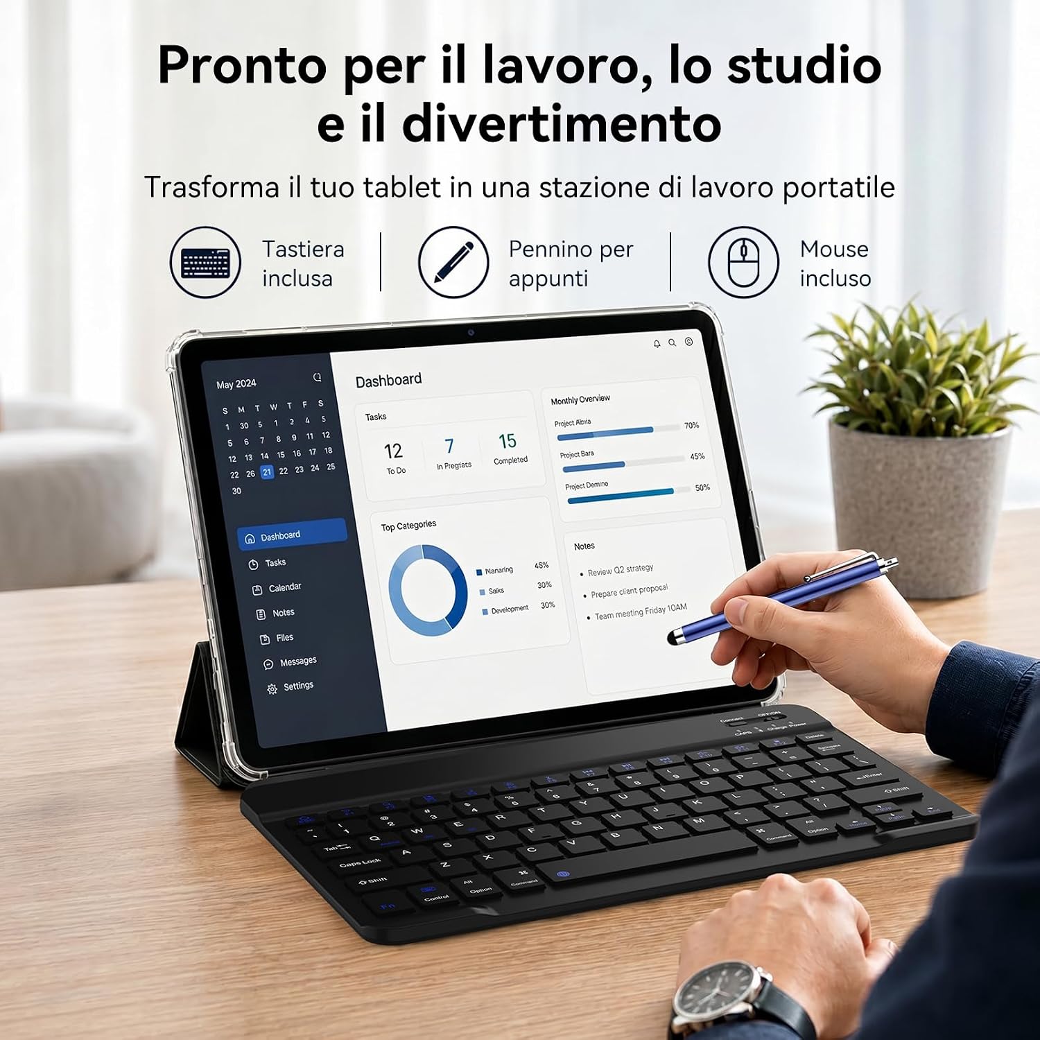 Thumbnail 2 de TABWEE Tablet 2 in 1 con tastiera, pennino e AI Gemini – 18 GB RAM, 128 GB ROM, schermo da 10.1" e 2 TB espandibili