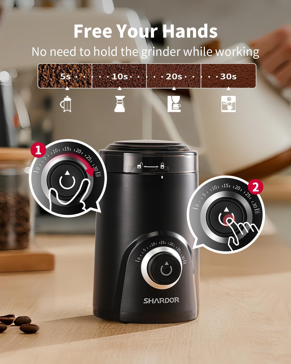 Detalle 2 de SHARDOR Electric Super Silent Blade Coffee Grinder