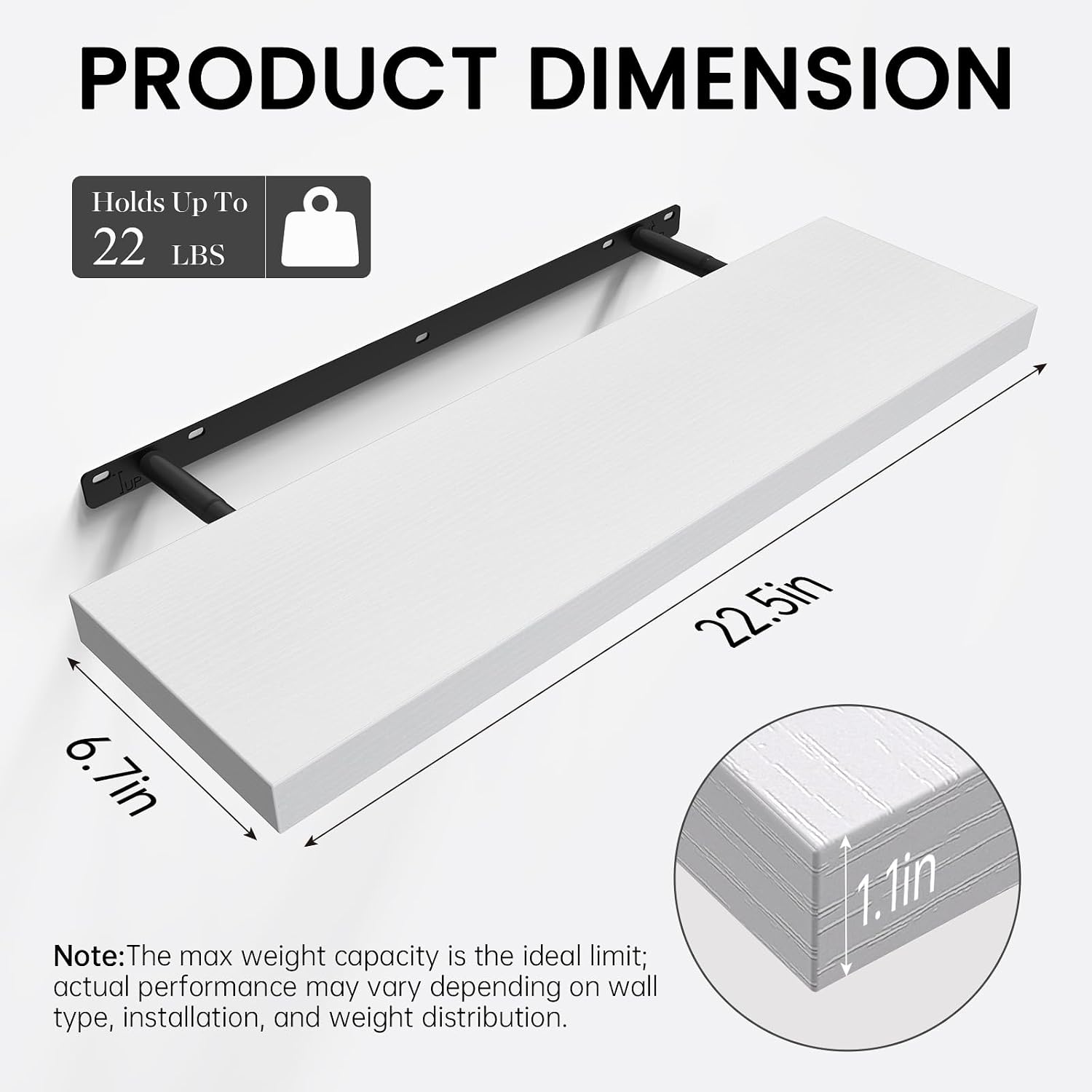 Detalle 1 de BAYKA Floating Shelves, 22.5-Inch
