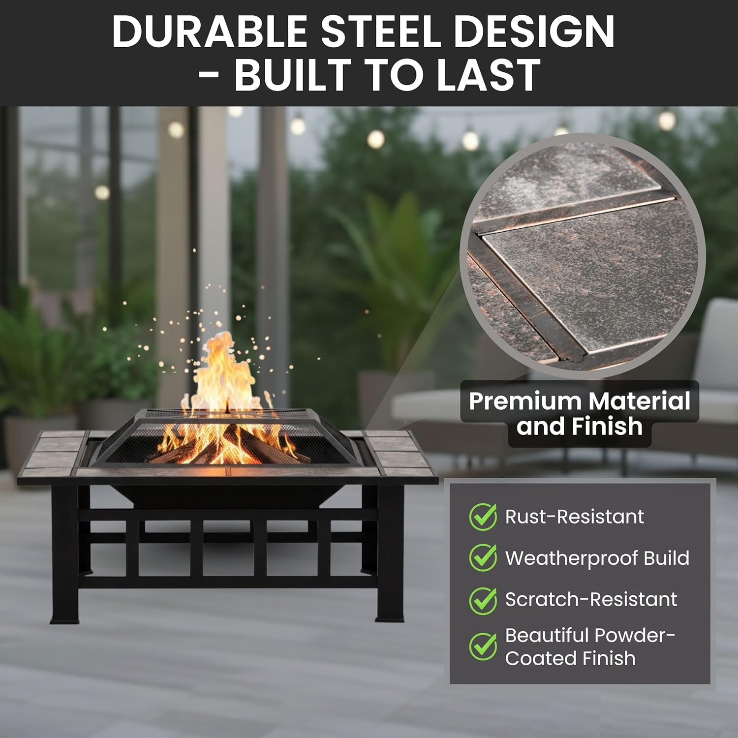 Detalle de Pure Garden 37โ Marble Fire Pit ๐ช
