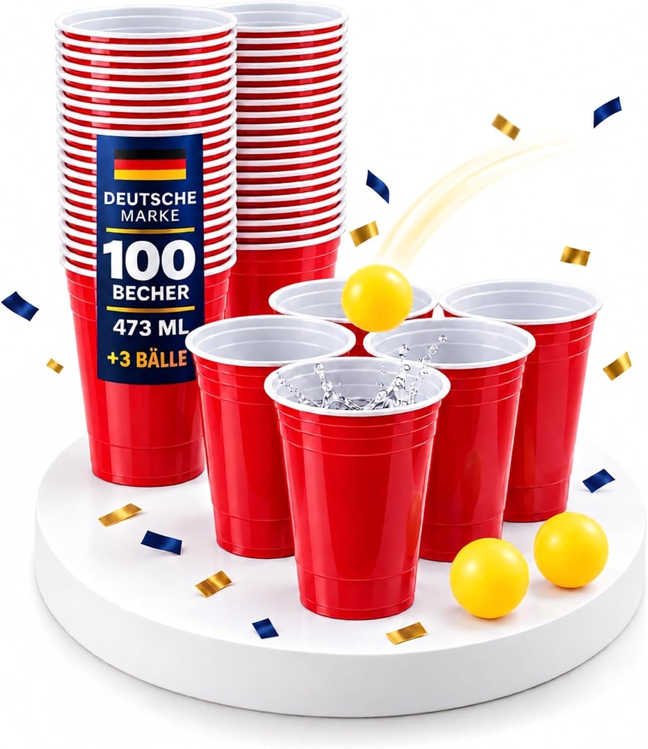 Detalle de GOODS+GADGETS Reusable Party Cups, 473 ml, Red, Thick-Walled