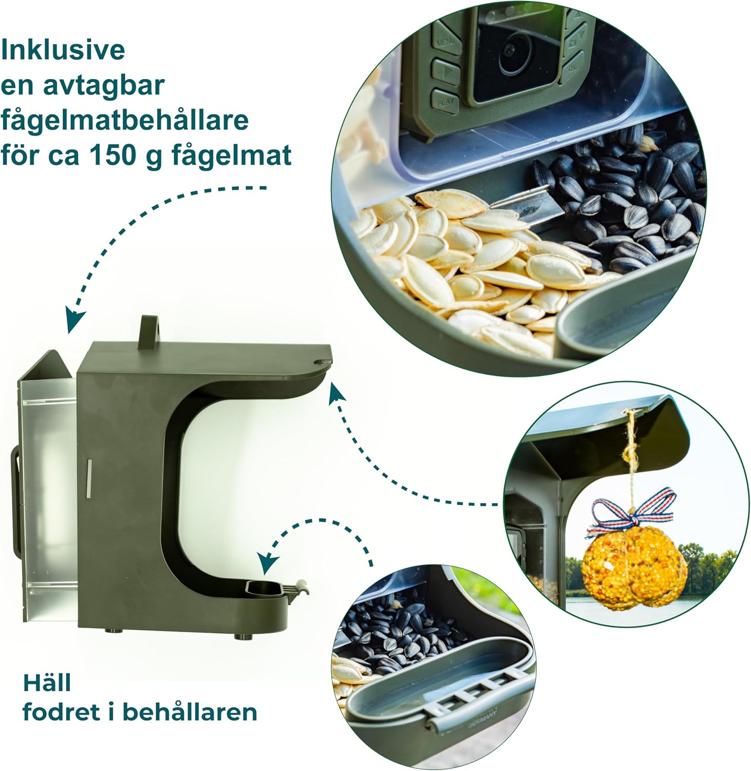 Detalle de Technaxx TX-165 fågelmatare med Full HD-kamera, 100° vidvinkel och nattsyn