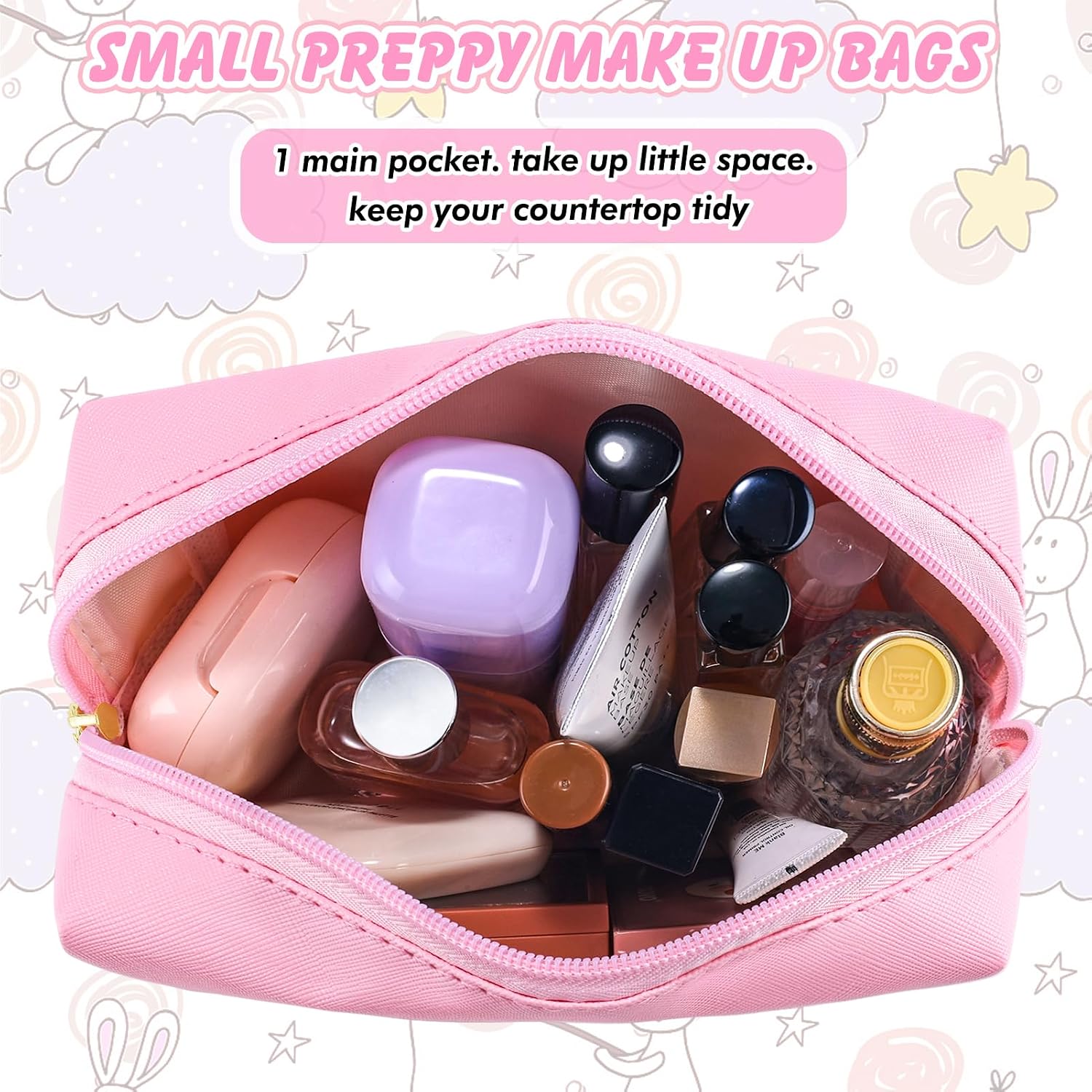 Thumbnail 4 de URSKYTOUS Initial Preppy Makeup Bag 7.6in