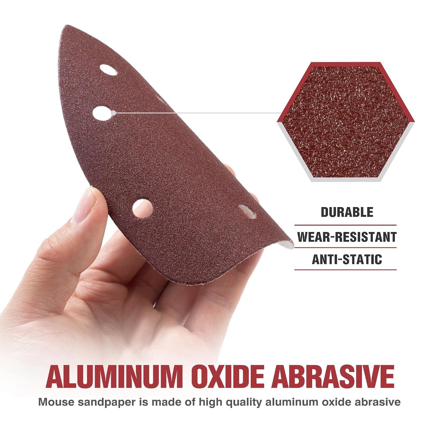 Detalle 1 de S SATC 50-Piece Mouse Sander Sandpaper, 9 Grits, 5-Hole Hook-and-Loop