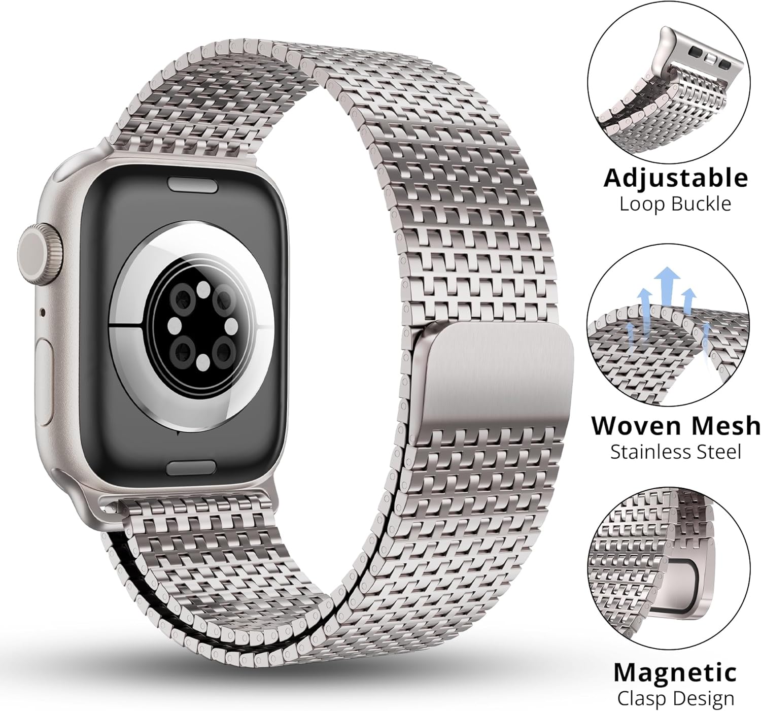 Detalle 2 de LULULOOK Milanese Loop magnetic band for Apple Watch