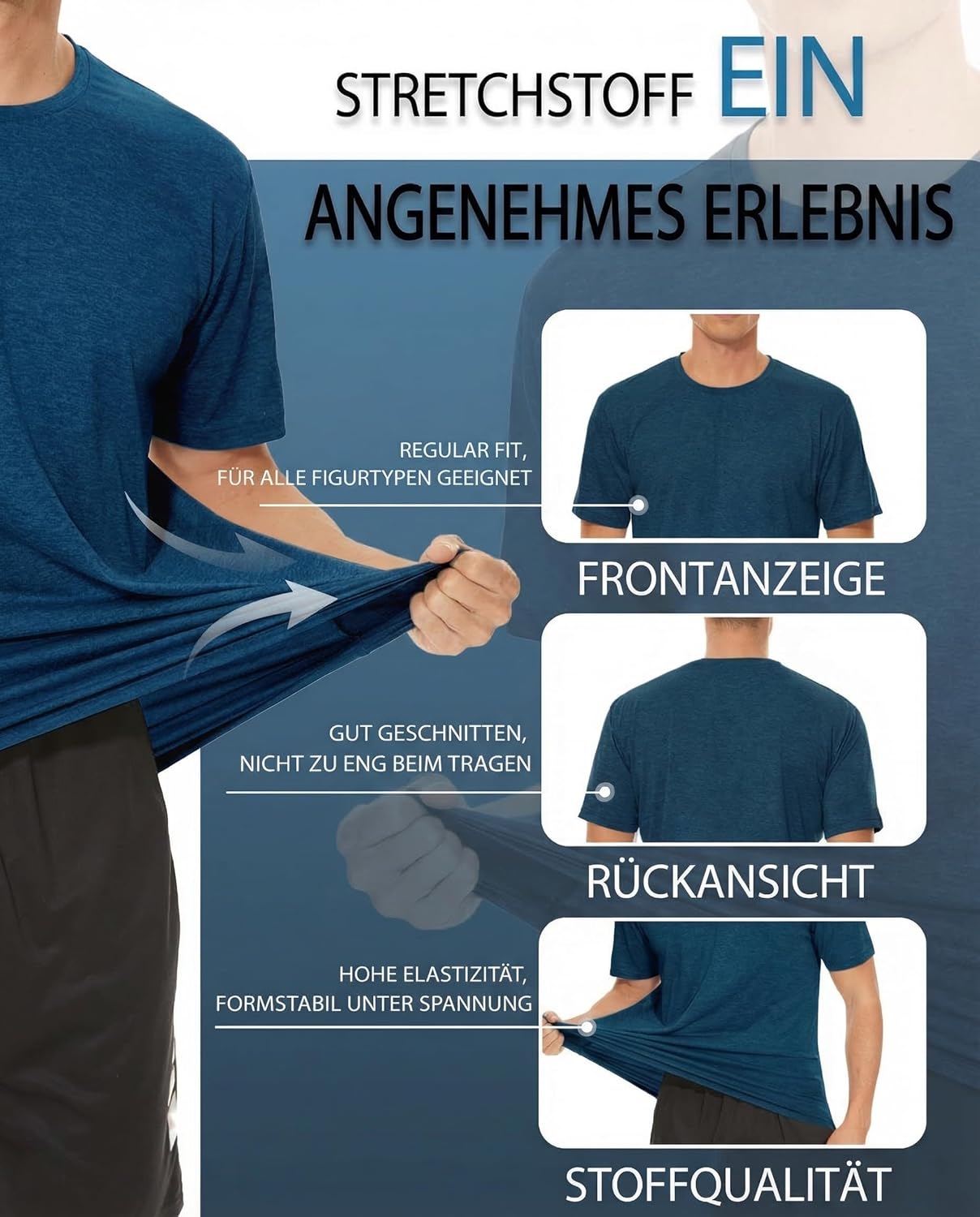 Thumbnail 5 de MAGCOMSEN Herren Sportshirt atmungsaktiv Funktionsshirt aus Voll-Polyester (Kurzarm)