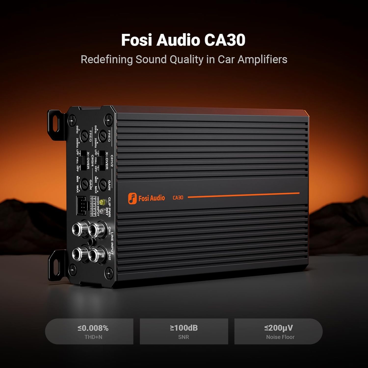 Detalle de Fosi Audio CA30 4-Channel Car Amplifier: Compact Class D Powerhouse