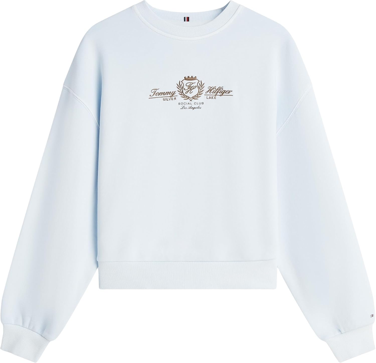 Detalle de Tommy Hilfiger Varsity Crest Terry Sweatshirt Donna – Felpa pullover originale e sostenibile