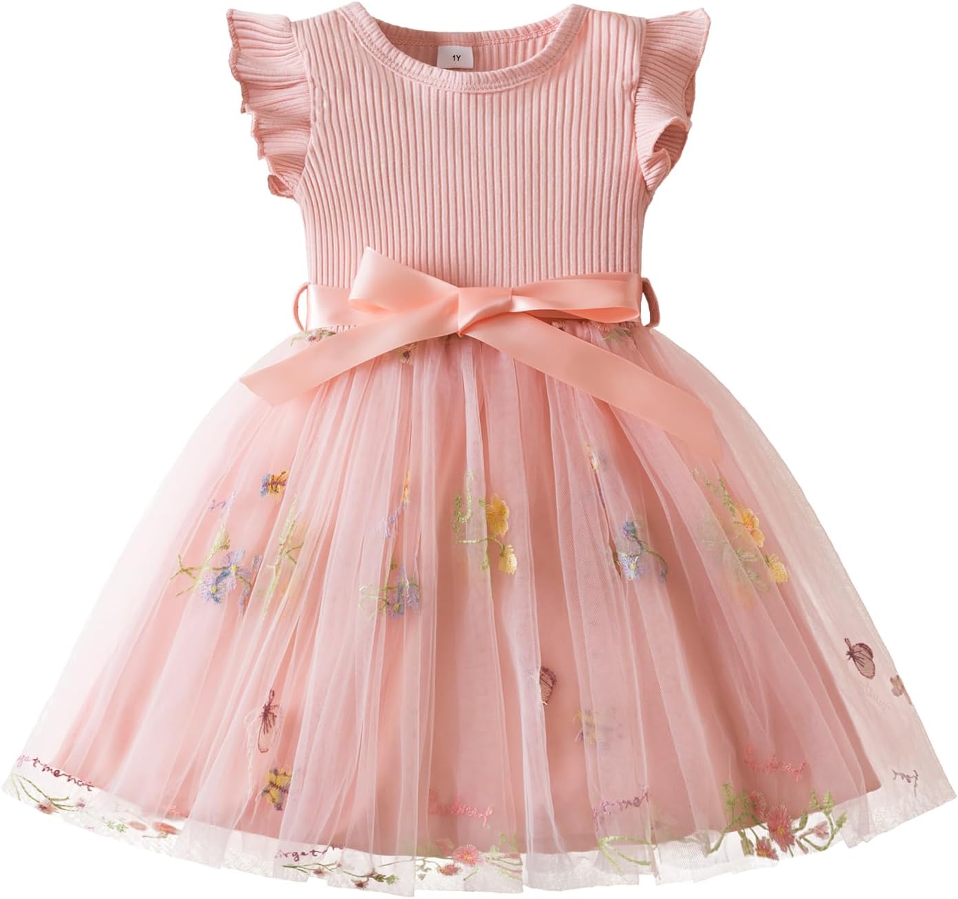 Thumbnail 3 de NNJXD Baby Girl Flower Embroidery Tulle Dress – Elegant Toddler Party Dress