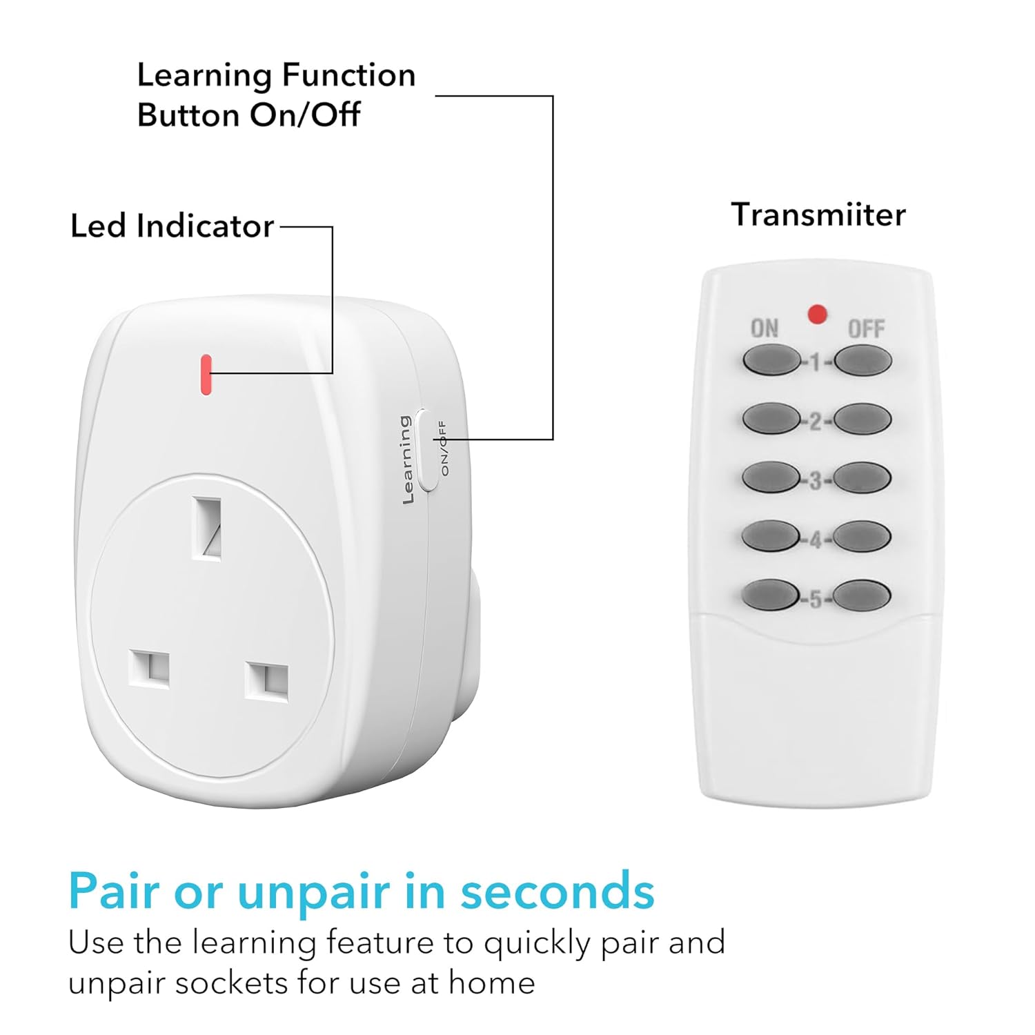 Thumbnail 5 de HBN Wireless Remote Socket UK 13A